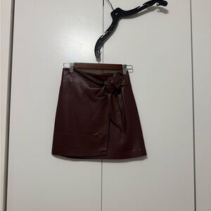 Mango Faux Leather Brown Mini Skirt